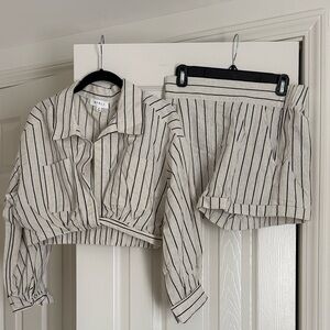 MABLE Black Striped Cream Top